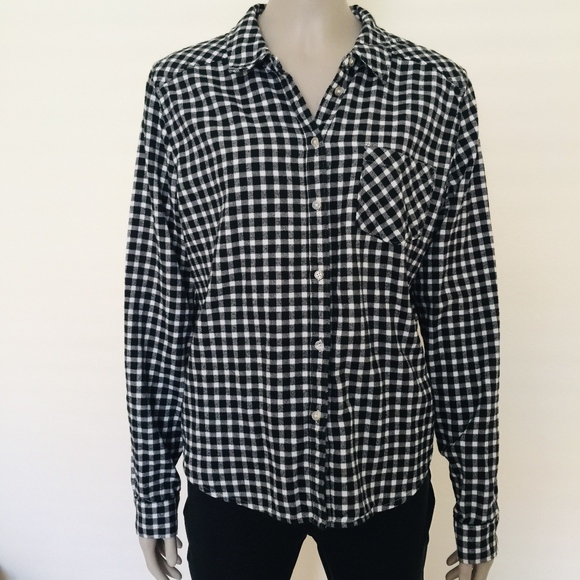 PAIGE Tops - Paige button-down flannel top black white gingham